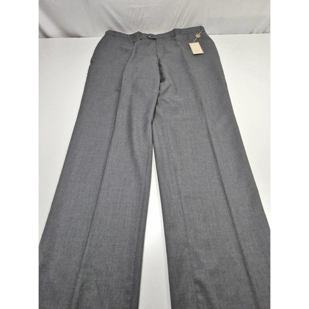 Peerless Couture International Suit Pants Men's 44x36 Gray Wool Dress Unhemmed